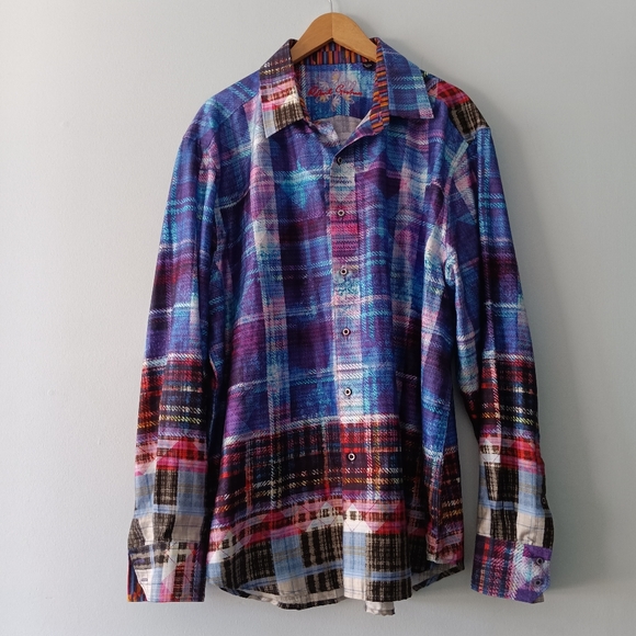 Robert Graham Other - Robert Graham Button Up Shirt Multicolor Plaid Flip Cuff Designer Cotton 3XL